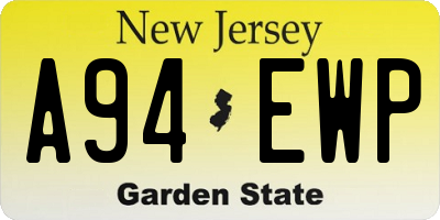 NJ license plate A94EWP