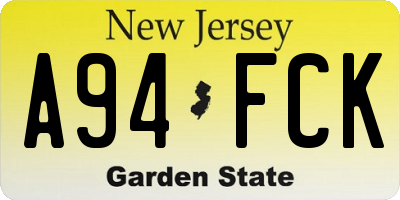 NJ license plate A94FCK