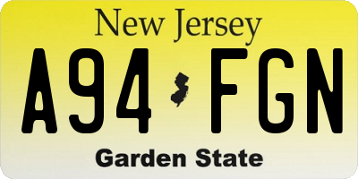 NJ license plate A94FGN