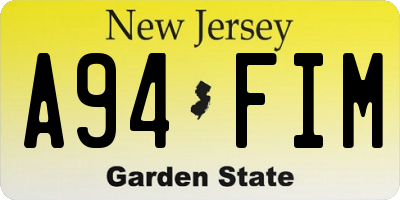 NJ license plate A94FIM