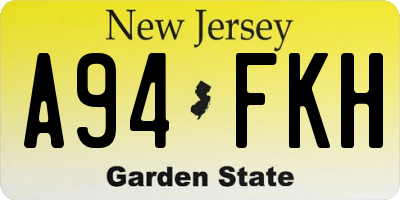 NJ license plate A94FKH