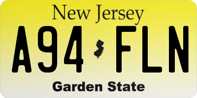 NJ license plate A94FLN