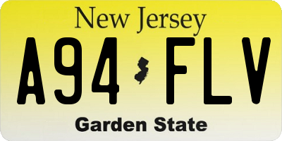 NJ license plate A94FLV