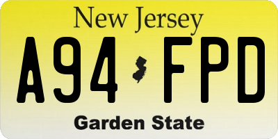 NJ license plate A94FPD