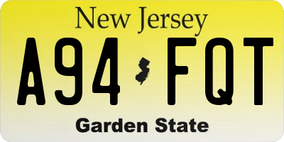 NJ license plate A94FQT