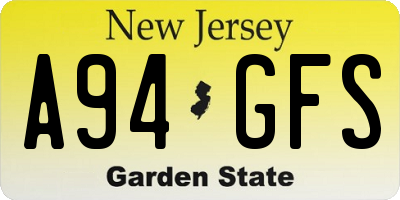 NJ license plate A94GFS