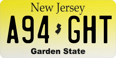 NJ license plate A94GHT