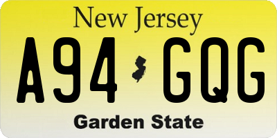 NJ license plate A94GQG