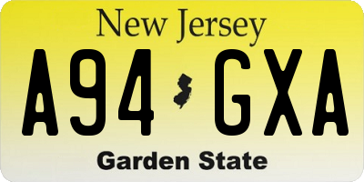 NJ license plate A94GXA