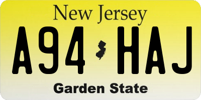 NJ license plate A94HAJ