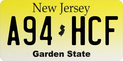 NJ license plate A94HCF