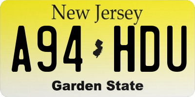NJ license plate A94HDU