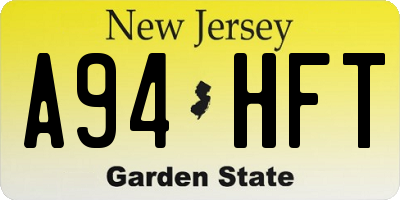 NJ license plate A94HFT