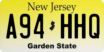 NJ license plate A94HHQ