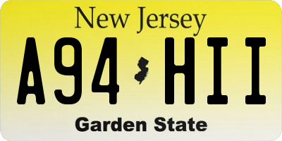 NJ license plate A94HII