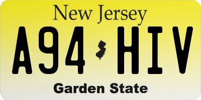 NJ license plate A94HIV