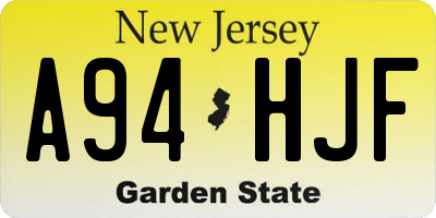 NJ license plate A94HJF