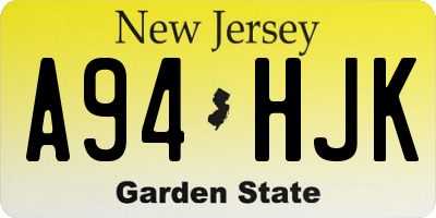 NJ license plate A94HJK