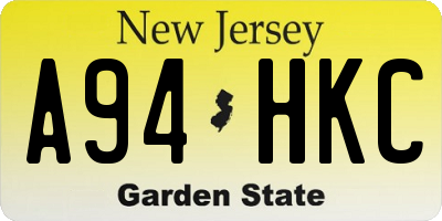 NJ license plate A94HKC