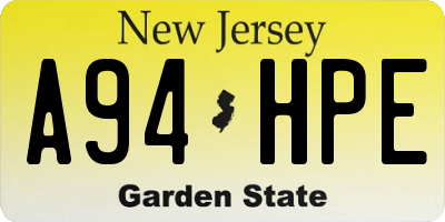 NJ license plate A94HPE