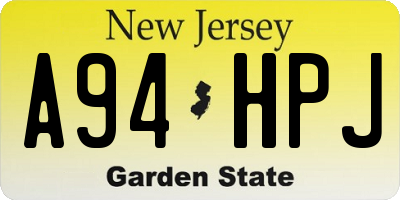 NJ license plate A94HPJ