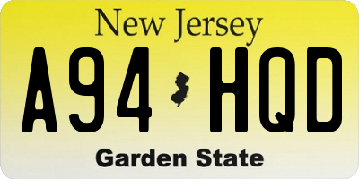 NJ license plate A94HQD