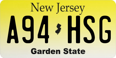 NJ license plate A94HSG