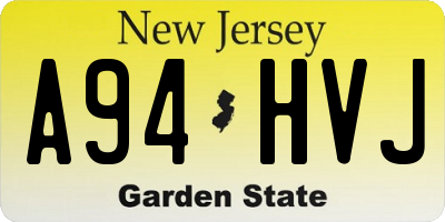 NJ license plate A94HVJ