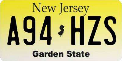 NJ license plate A94HZS