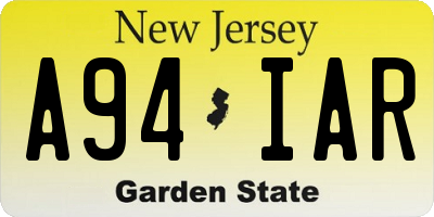 NJ license plate A94IAR