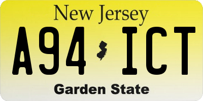 NJ license plate A94ICT
