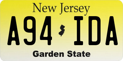 NJ license plate A94IDA