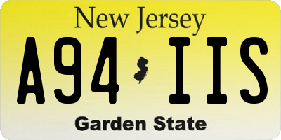 NJ license plate A94IIS