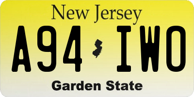 NJ license plate A94IWO
