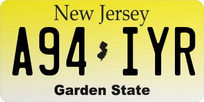 NJ license plate A94IYR