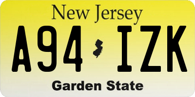NJ license plate A94IZK