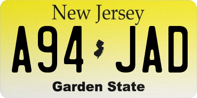 NJ license plate A94JAD