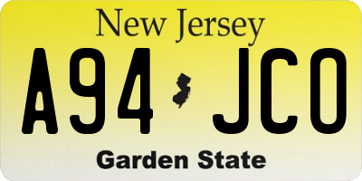 NJ license plate A94JCO