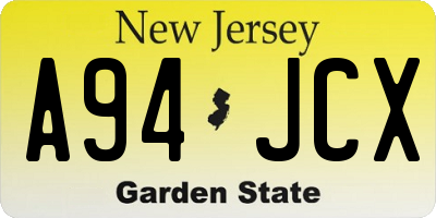 NJ license plate A94JCX
