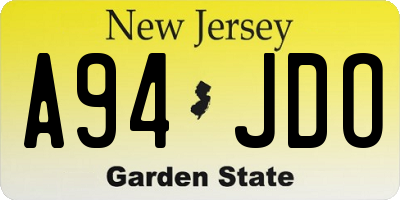NJ license plate A94JDO