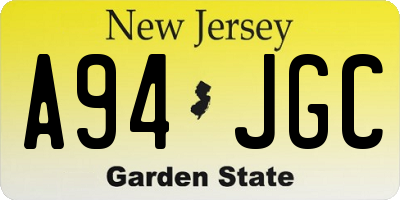 NJ license plate A94JGC