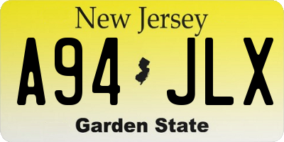 NJ license plate A94JLX