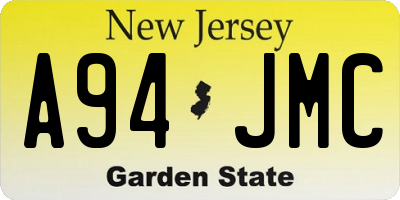 NJ license plate A94JMC