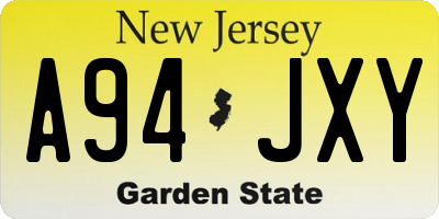 NJ license plate A94JXY