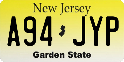 NJ license plate A94JYP