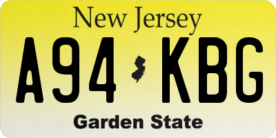 NJ license plate A94KBG