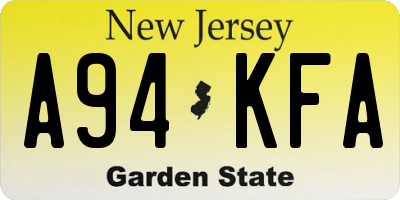 NJ license plate A94KFA