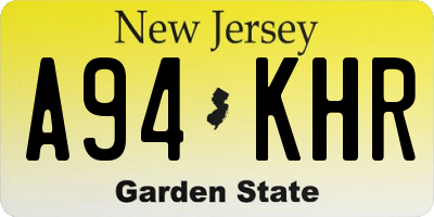 NJ license plate A94KHR