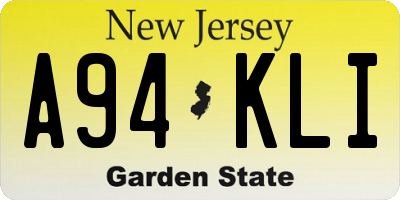 NJ license plate A94KLI