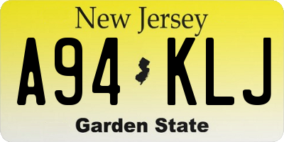 NJ license plate A94KLJ